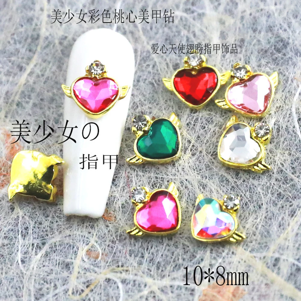 10 шт. циркониевое сердце металлические украшения для ногтей принадлежности