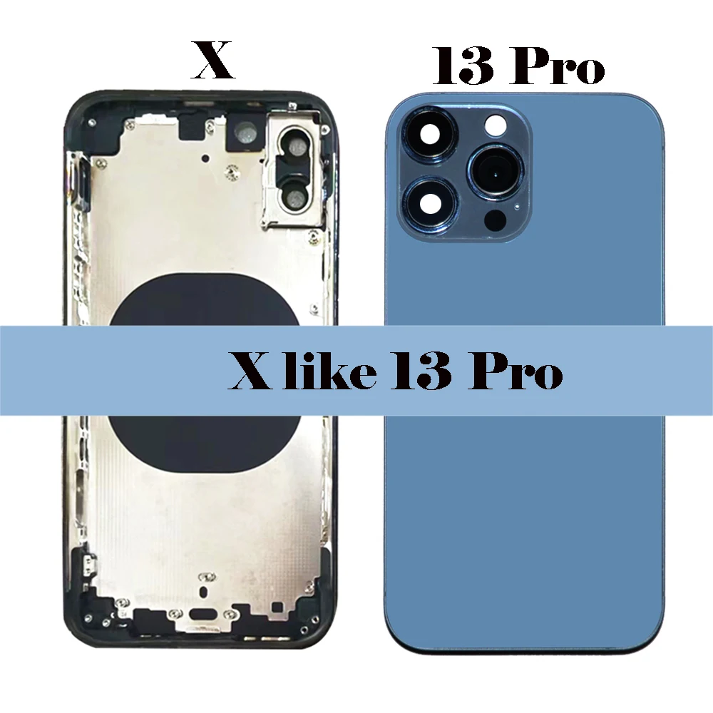 

Для X Like 14 Pro Корпус X до 14 Pro Корпус для X до 14 Pro задняя крышка DIY корпус аккумулятора Центральная рамка для замены