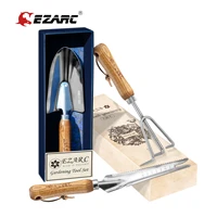ezarc 3pieces garden tools set heavy duty with stainless steel trowel multi use bonsai tools weeder hand rake gardening gift