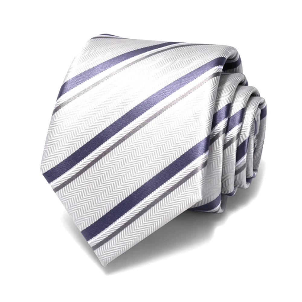 

Luxury Brand Designer Tie for Men 7 CM Grey Stripe Business Work Necktie High Quality Male Accessories Gift