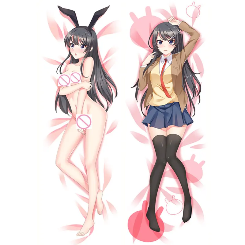

60x180cm Anime Dakimakura Sakurajima Mai Bunny Girl Pillow Case Cover Manga 2WAY Peach Skin Hugging Body pillow case