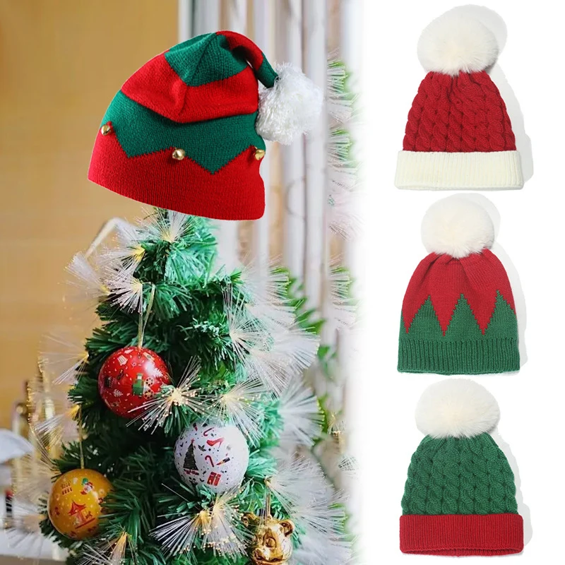 

Knitted Christmas Hat New Year Winter Jacquard Beanie Warm Hat For Adults New Year Christmas Decor Parent Child Warm Crocheted