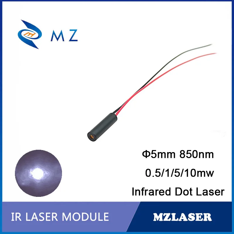 

Infrared IR Dot Laser Diode Module 850nm 0.5/1/5/10mW Industrial Grade CW Circuit Model Class II ~ III B Mini-Type D5mm