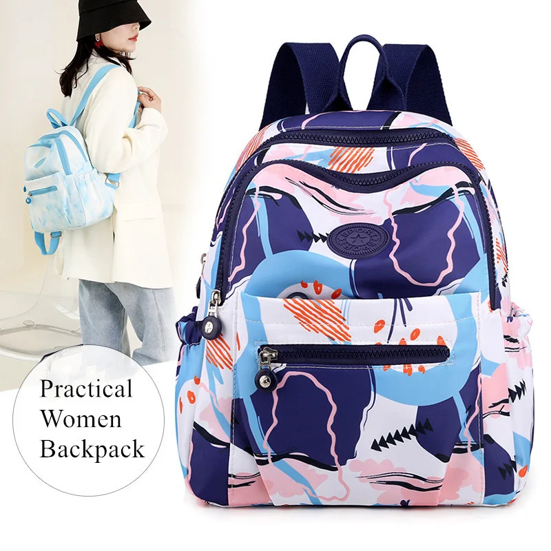 

Vento Marea Travel Backpack For Women 2023 New Nylon Waterproof School Bag For Teenage Girl Flower Shoulder Bag In Preppy Style