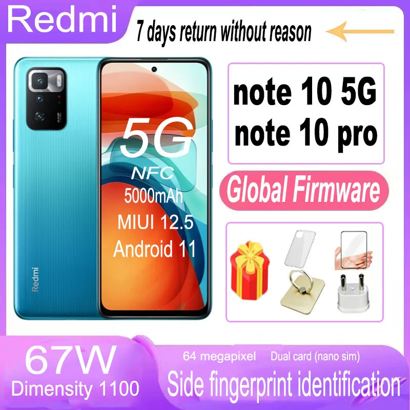 5G xiaomi redmi Note 10 note 10 pro celular 8GB 128GB8GB Mobile Phone global version full netcom android 5000mAh