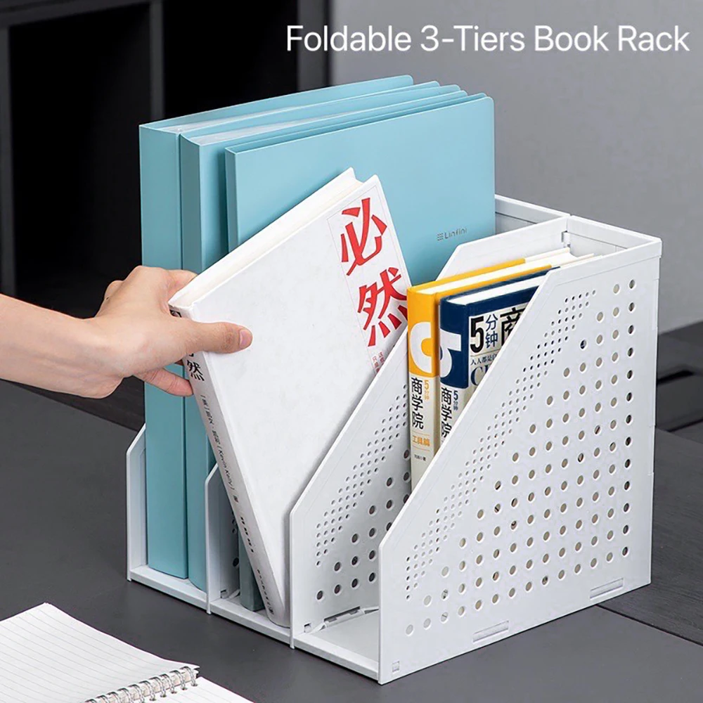 

Three Story Book Shelf File Folder Foldable File Stand Holder Modern Style File Shelf For Sorting Books Cd Bookends