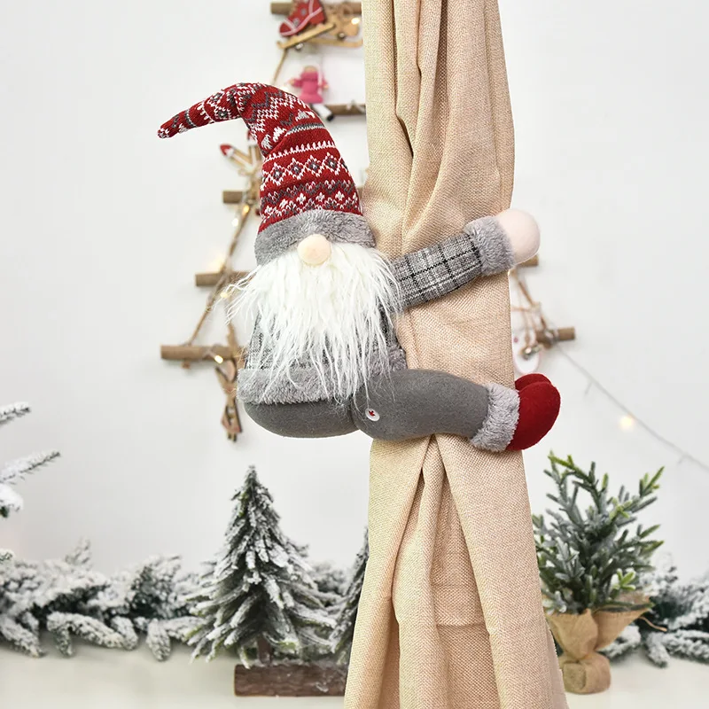 Christmas curtain buckle doll Christmas decoration household goods Forester knitted wool Christmas gift New Year gift 2023
