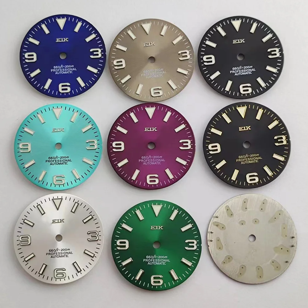 

NH35 dial 28.5mm Nails Watch Dial Sun Pattern Modified Dial Green Luminous fit NH35/NH36 Movement Watch replace Partsn