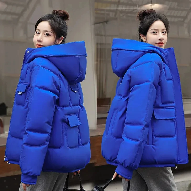 

Padded Jacket Womens 2022 Winter New Fashion Loose Casual Down Cotton Coat Women Large Size Short Hooded Thick Warm Parkas