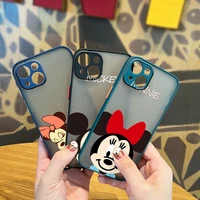 couple mickey minnie cute for apple iphone 13 12 11 mini xs xr x pro max 8 7 6 plus frosted translucent matte cover phone case