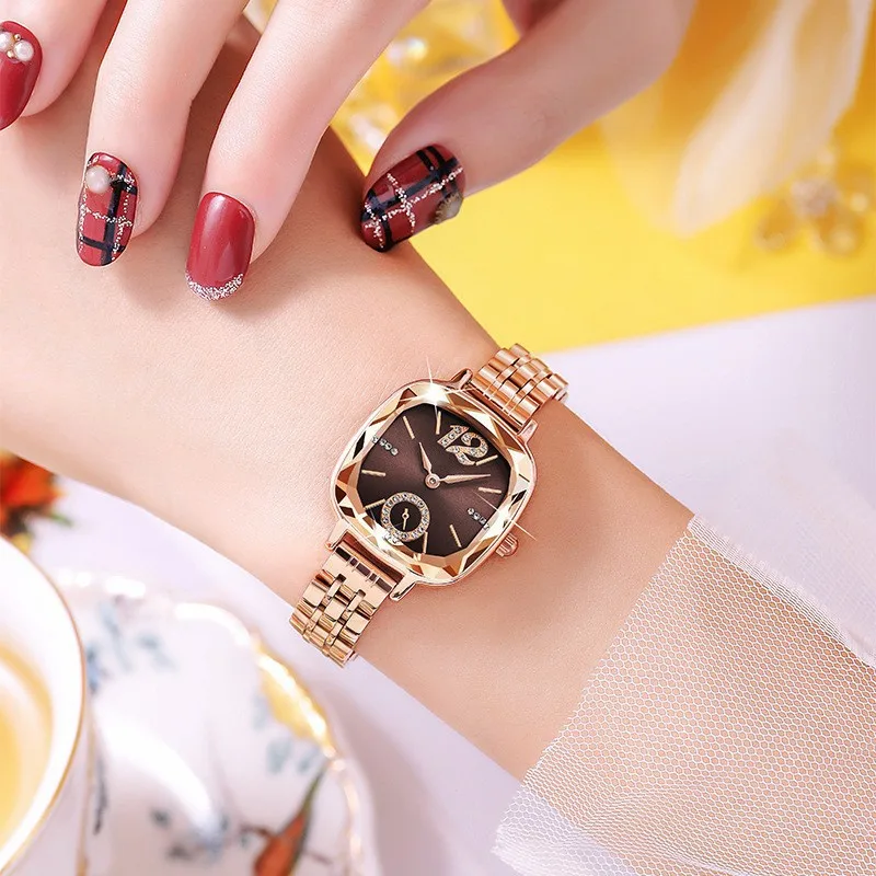 High Quality Cut Glass Square Dial With Diamond Inlaid Waterproof Women's Watch, A Great Gift For Elites