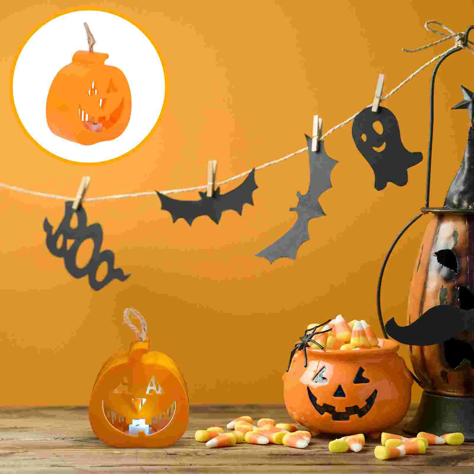 4 Pcs Decoraciones Para Cuartos Home Decoration Lights Halloween Party Orange Plastic