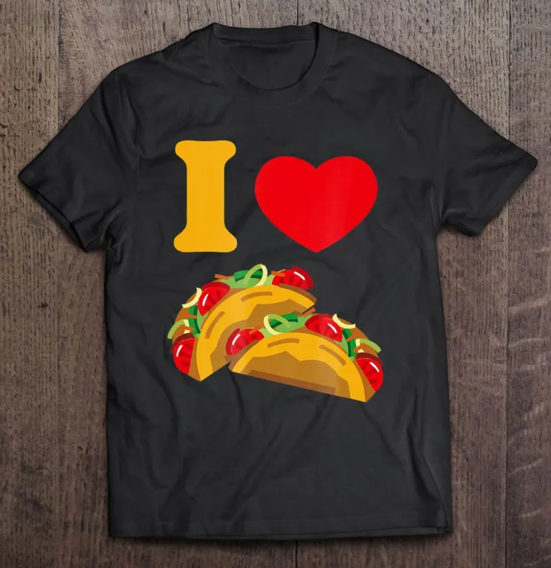 

Забавная футболка I Love Tacos в стиле мексиканской еды и сердца, оверсайз, мужская рубашка, Мужская хлопковая футболка с коротким рукавом, Мужск...
