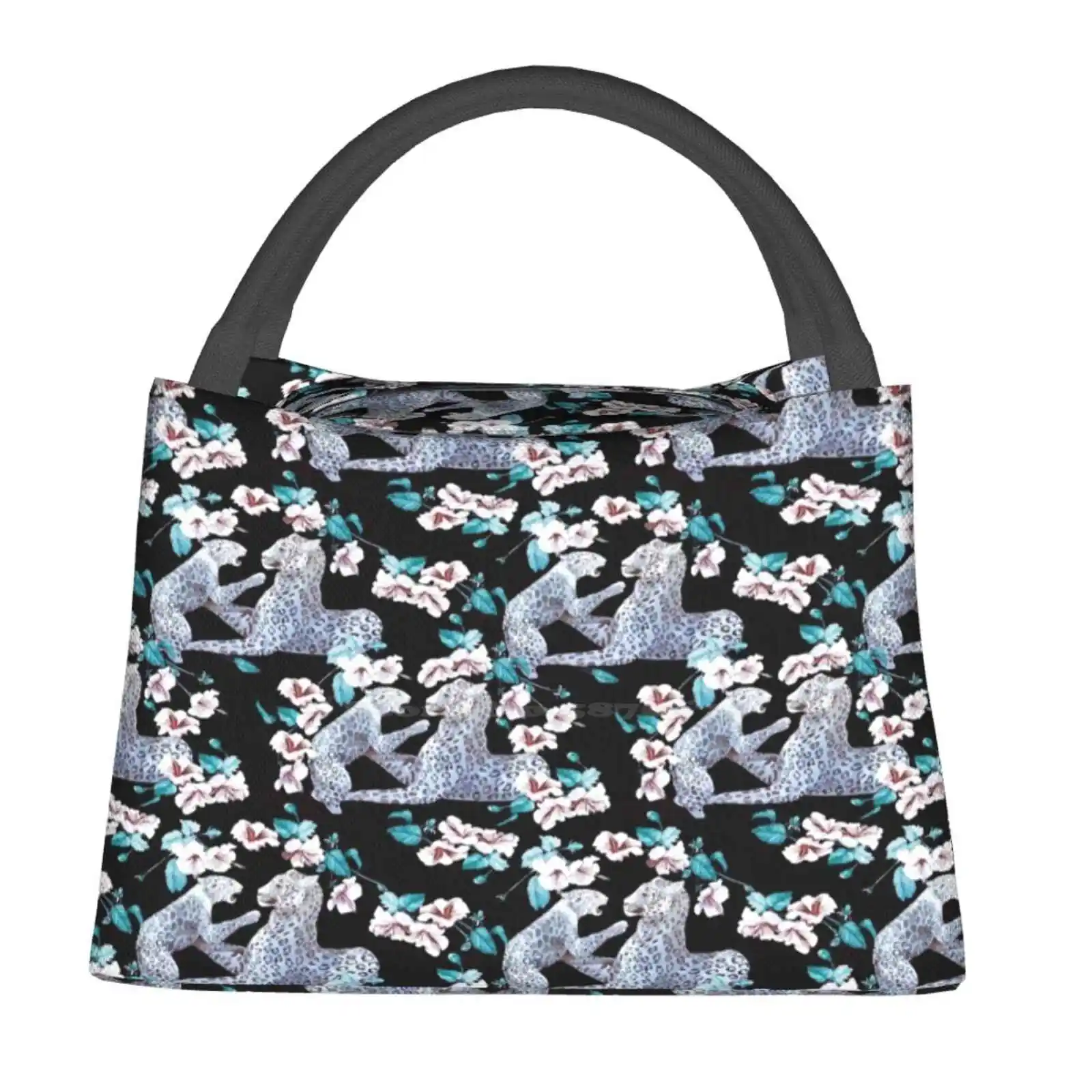 

Теплоизолированная сумка-холодильник с леопардовым рисунком для офисных работников, студентов, цветочный участок, естественный цвет, Детс...