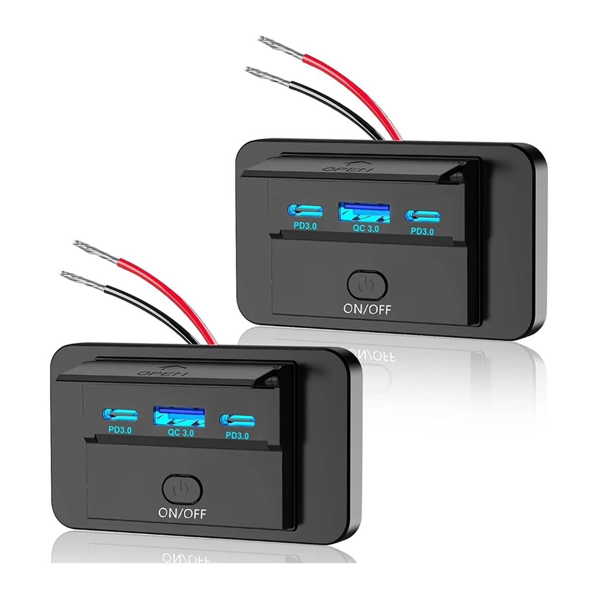 2 шт. 3 порта 12 В RV USB розетка 90 Вт двойной PD3.0 Type-C Быстрая зарядка 72 и QC3.0 18 Панель