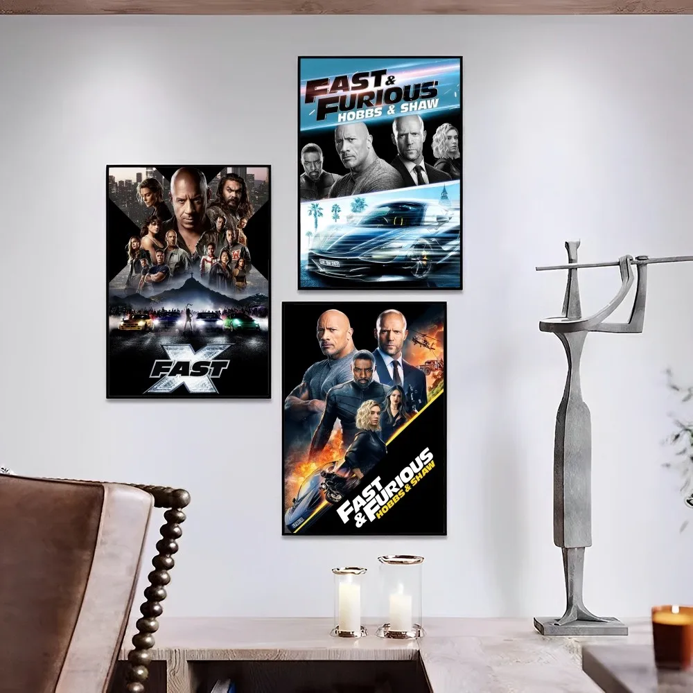 

Fast Furious Movie Poster Self-adhesive Art Poster Retro Kraft Paper Sticker DIY Room Bar Cafe Vintage Decorative