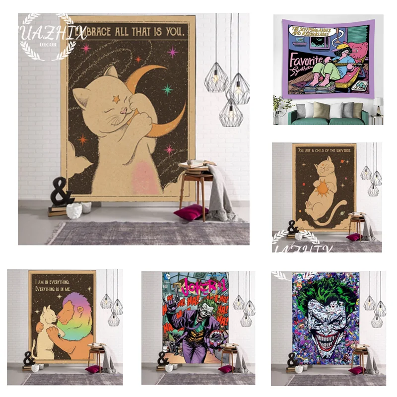 

Kawaiii Comics Cute Wall Hanging Animal Motifs Tapestry Decorative Art Blanket Curtains Hanging At Home Bedroom Living Room