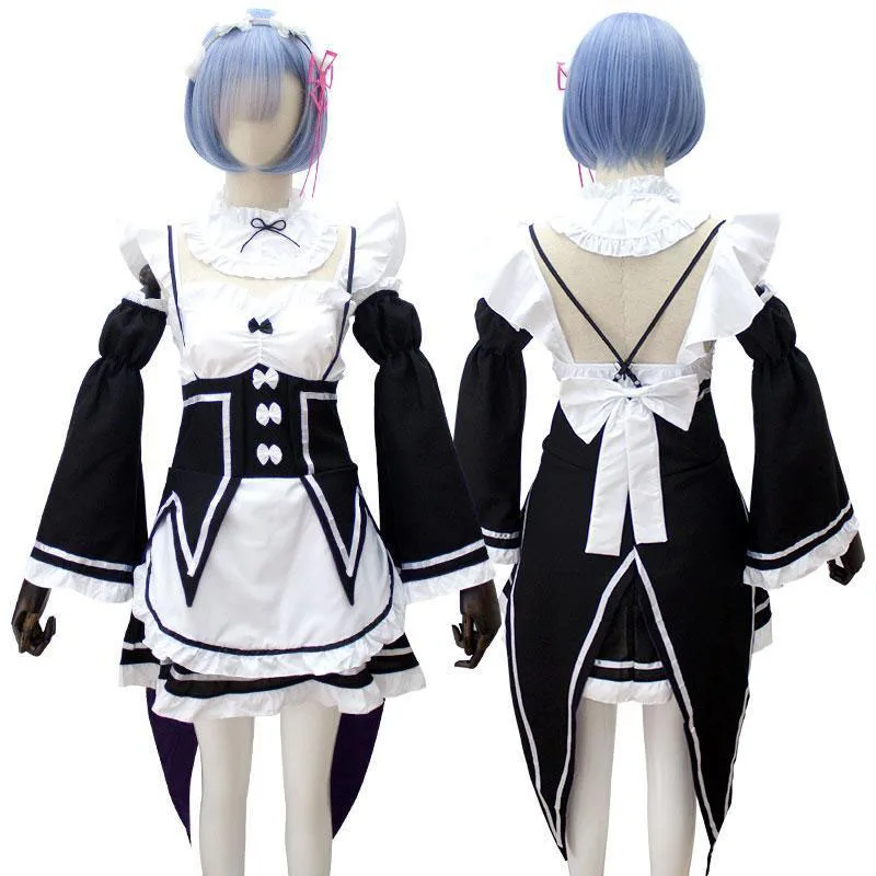 Ram/Rem Cosplay Re:zero Kara Hajimeru Isekai Seikatsu Back белый костюм горничной |
