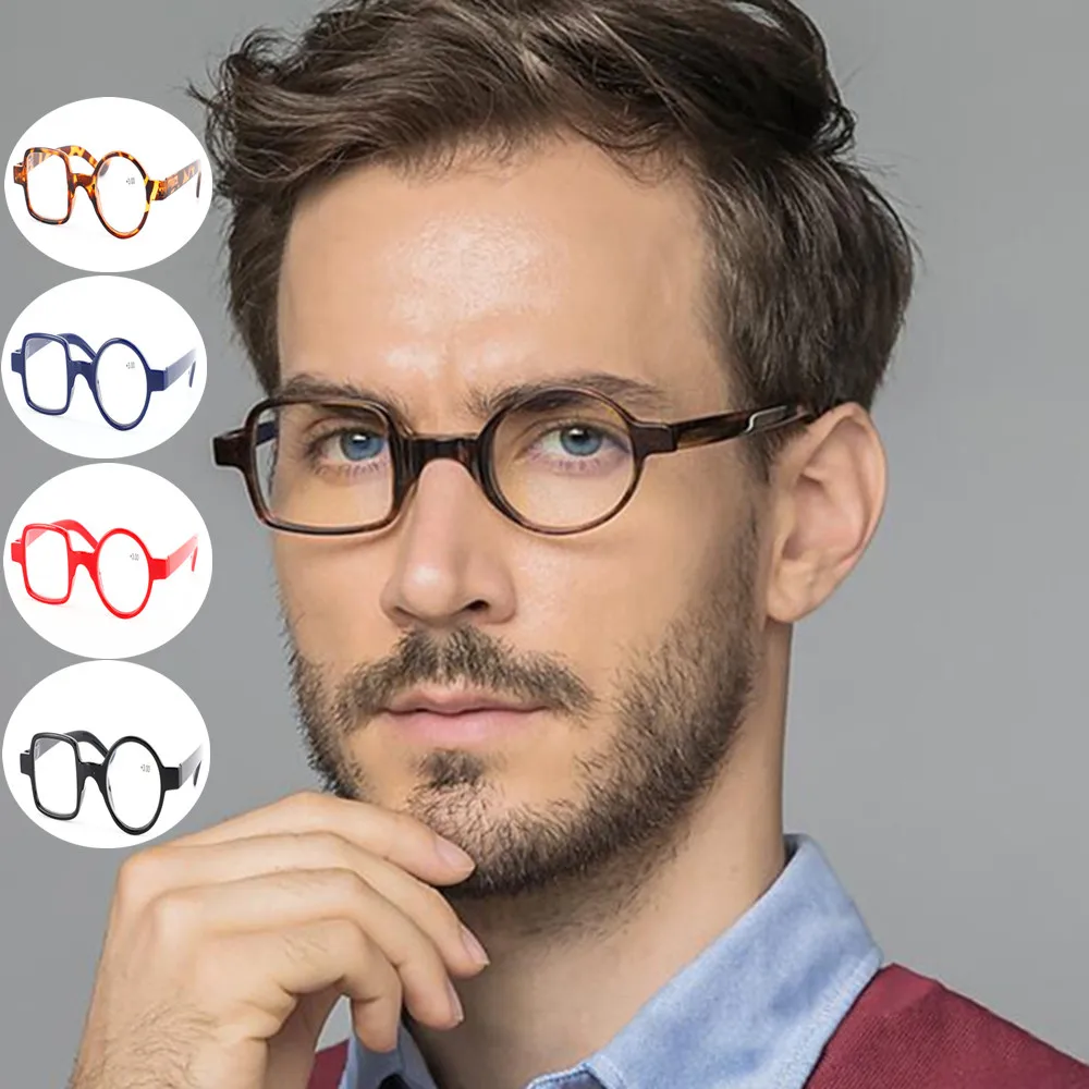 

Асимметричные круглые и квадратные очки для чтения в стиле ретро с леопардовым принтом для мужчин и женщин, очки для дальнозоркости и дальн...