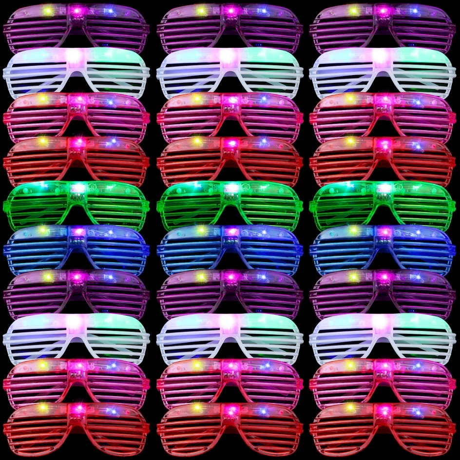 

48 Party Led Glasses Light Up 6 Colorful Neon Rive Glasses Shutter Shade Suitable For Three Modes Of Rive Party Color Change