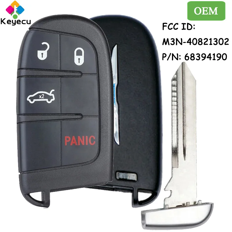 

KEYECU OEM Smart Prox Remote Control Car Key With 4 Buttons for Chrysler 300 2019 2020 2021 Fob FCC ID: M3N-40821302 68394190