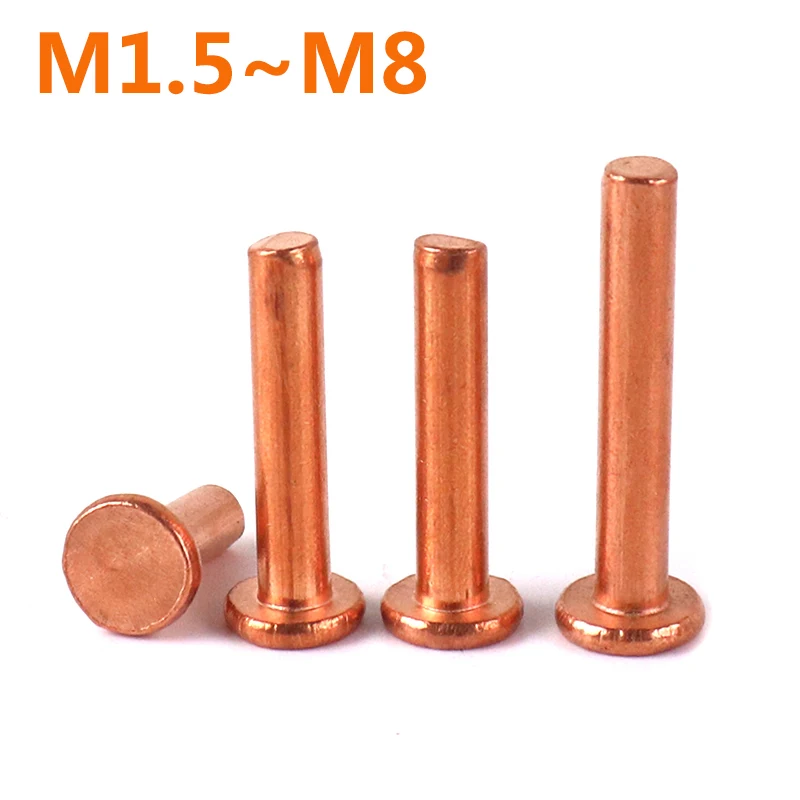 

Rivets M1.5 M2.5 M3 M4 M5 M6 M8 Red Copper Round Head Solid Rivet Hand Percussion Flat Head Willow Nail Copper Rivet Beat Thump