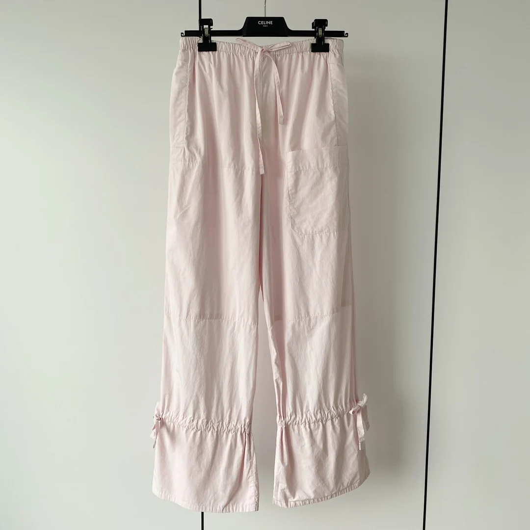 

Pink Elastic Waist Overalls Women's New Summer Loose Wide Leg Casual Pants