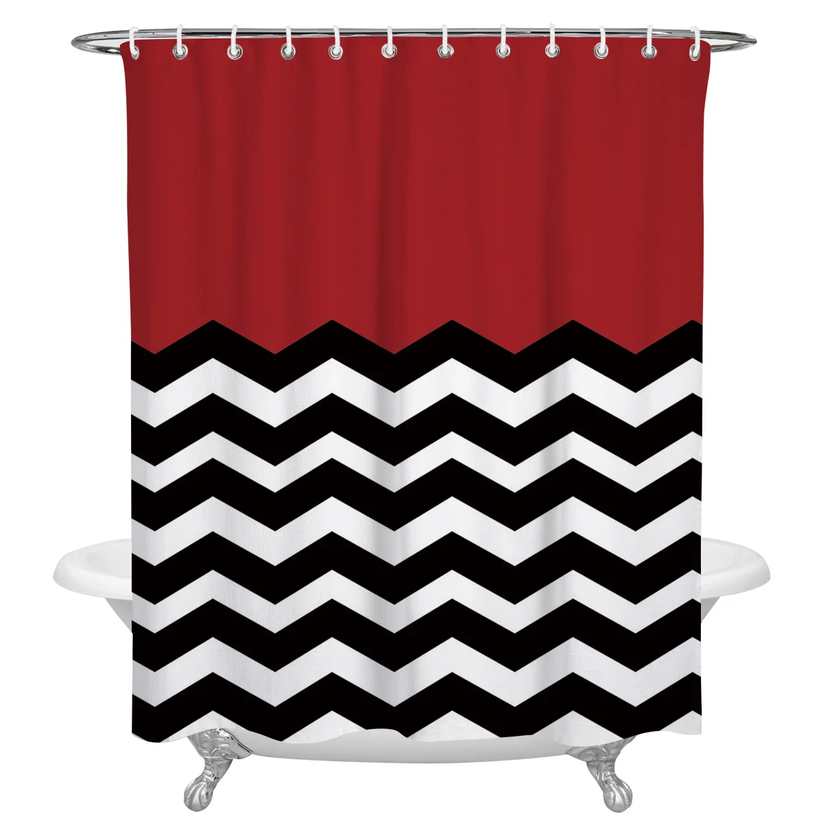 

Водонепроницаемая душевая занавеска с крючками, декоративная штора из полиэстера, в ванную комнату, красный, белый, черный цвета