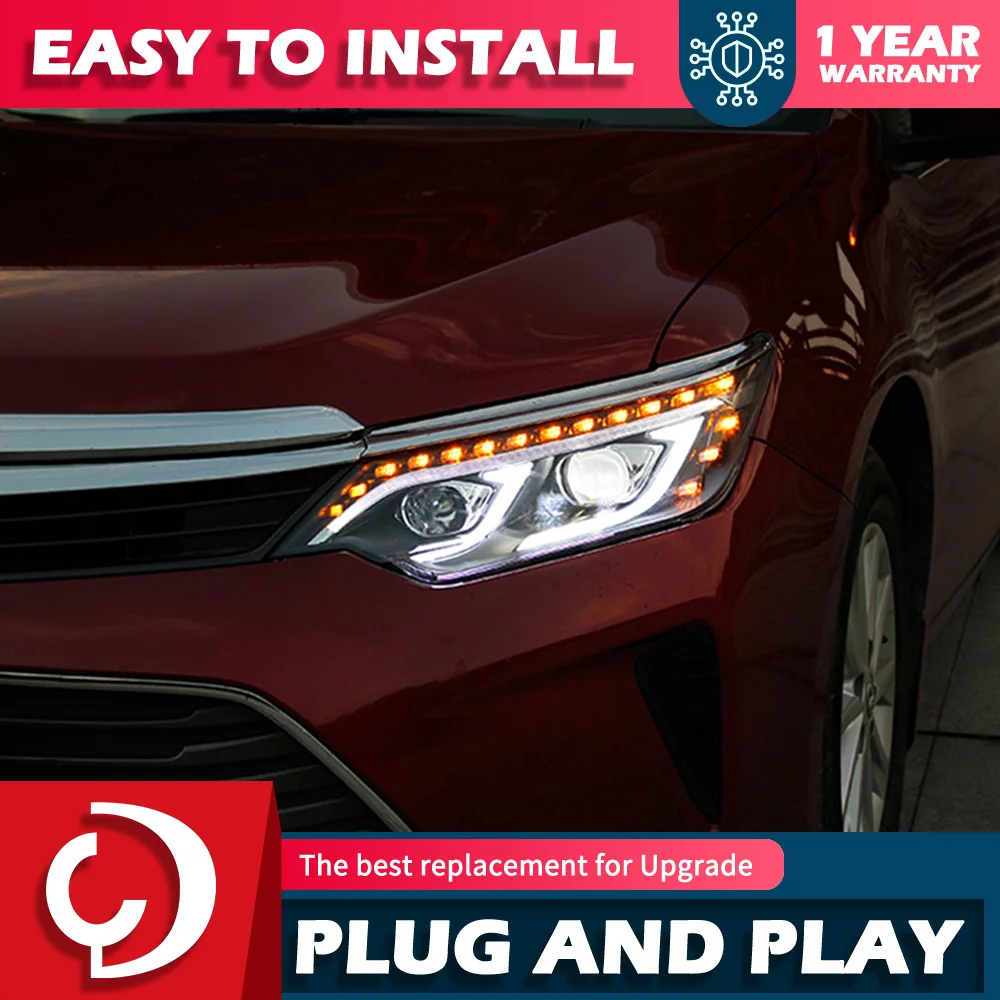 

Car Styling for Toyota Camry Headlights 2015-2017 Camry V55 LED Headlight DRL Hid Head Lamp Angel Eye Bi Xenon Accessories