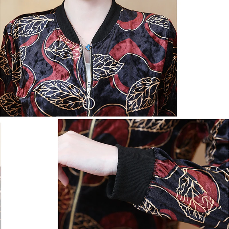 Модная женская куртка с бархатным принтом модель 2022 года корейские