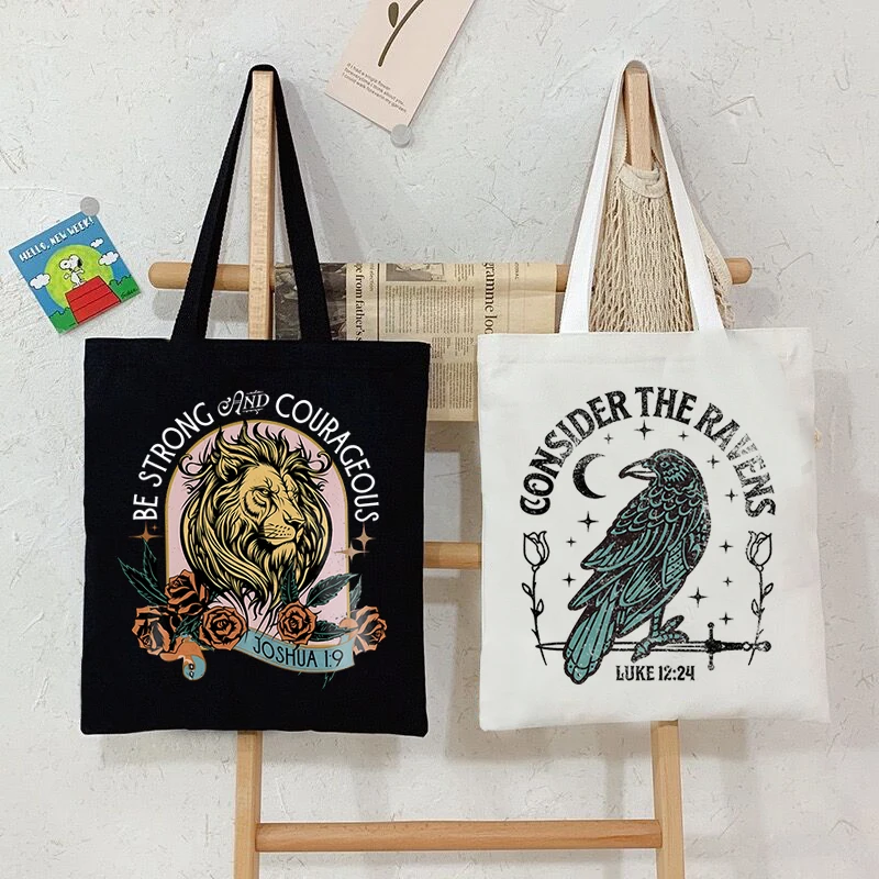 Женская холщовая большая сумка Consider The Ravens винтажная готическая на плечо с