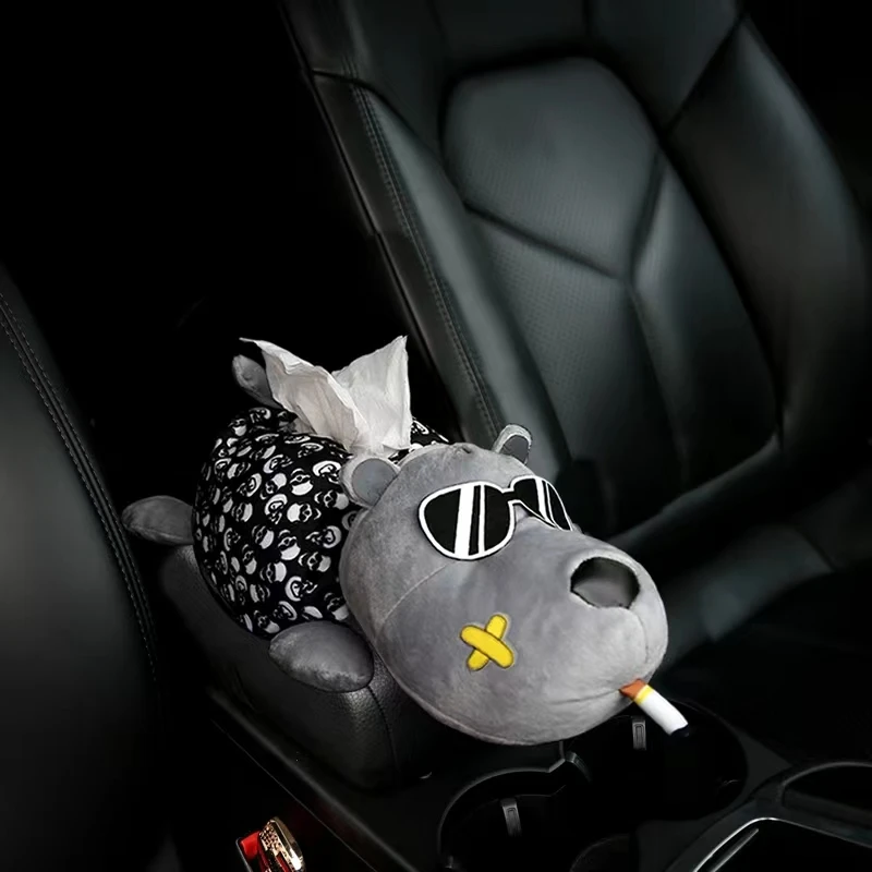 Новый мультяшный милый животный автомобильный подлокотник, коробка для салфеток, кожаная коробка для салфеток, товары для салона автомобиля, автоаксессуары, домашний декор