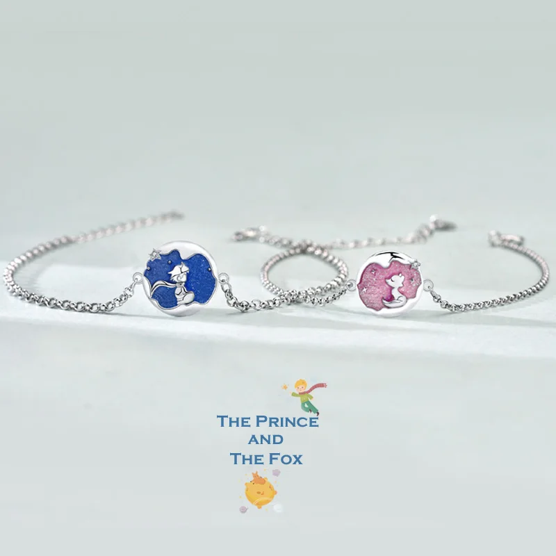 

2023 New Original Cartoon Couple Bracelet for Women and Men Little Prince and Fox Sterling Silver Bracelets Holiday Gift
