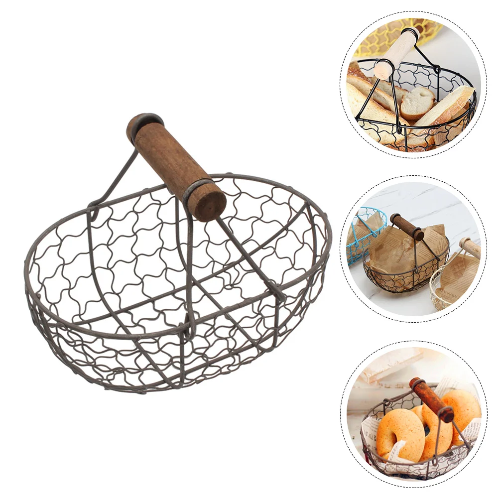 

Basket Egg Wire Storage Fruit Metal Baskets Holdereggs Bowl Fresh Chicken Gathering Countertop Bread Container Vegetable
