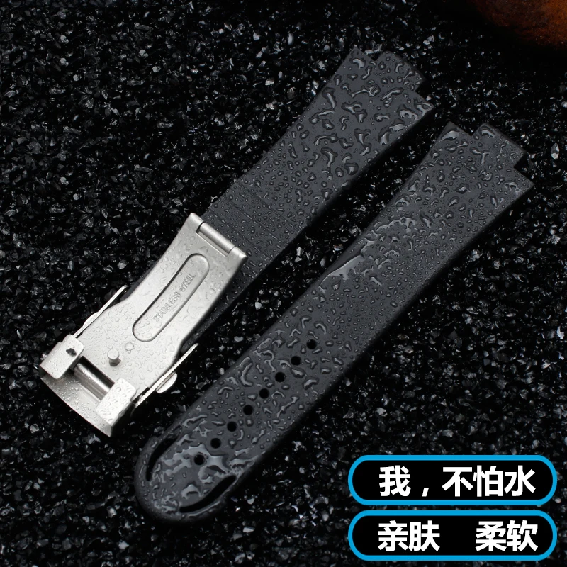 High Quality rubber Waterproof watchband for Oris watch band silicone band stainless steel folding clasp 24mm*12mm