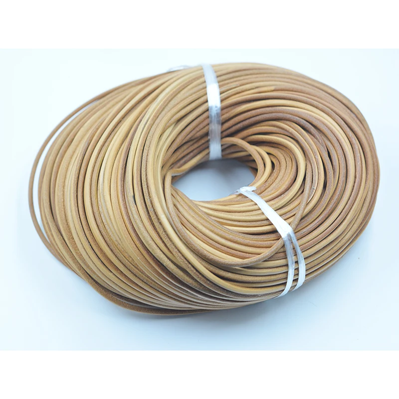 

high quality 100 meters/lot 1/1.5/2/3/4/5/6mm natural color leather cord,round real cow leather cord