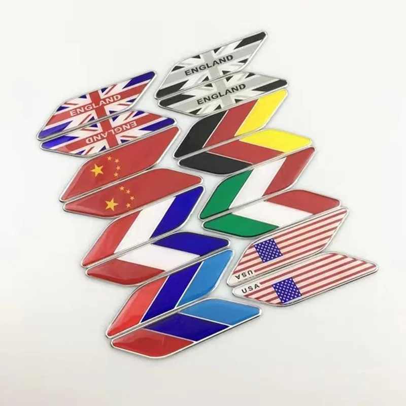 

2PCS Metal sticker for automobile refitting National flag Metal sticker Leaf plate Side label Personalized sticker