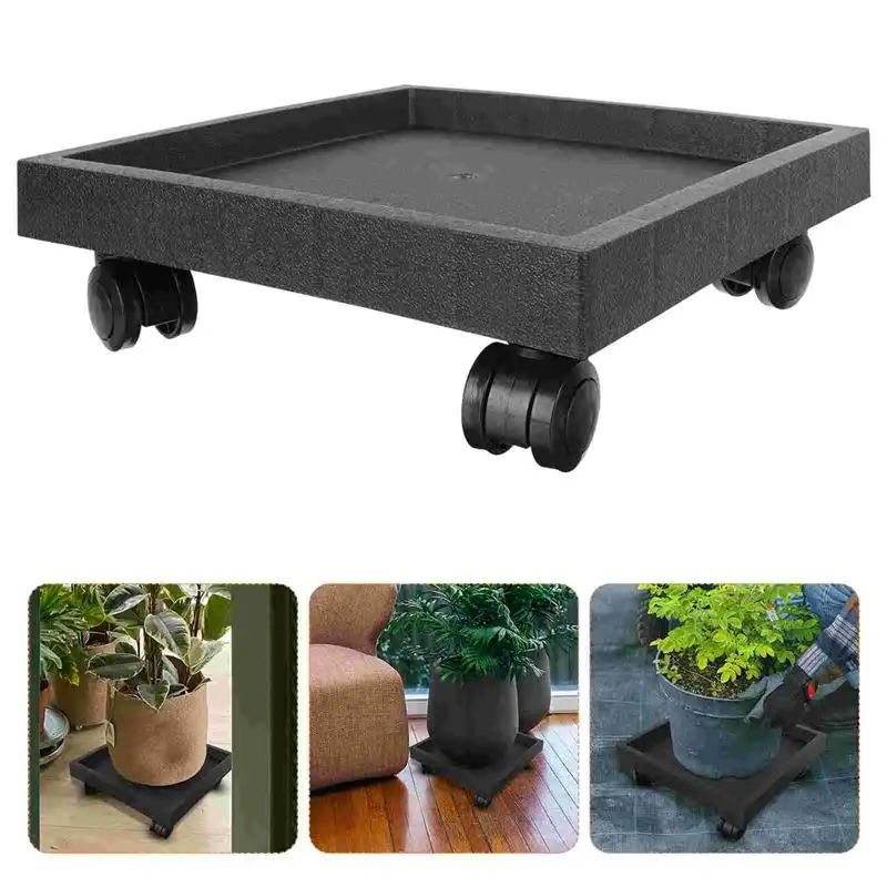 

Tray Flowerpot Plant Planter Holder Stand Square Pot Wheels Caddy With Moveable Flower Rolling Wheel Supplies Gardening