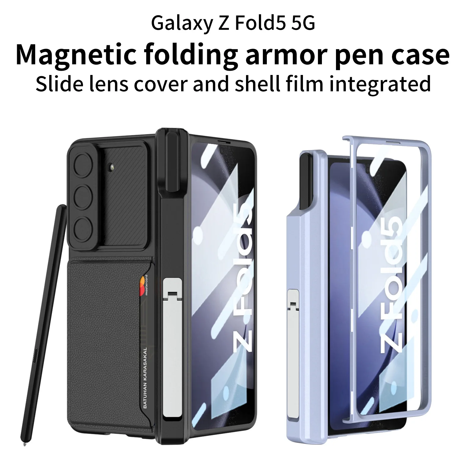 

With Card Slot Spen Slot Holder Case for Samsung Galaxy Z Fold 5 Case F9460 Case(Send A Regular Capacitive Pen for Free)