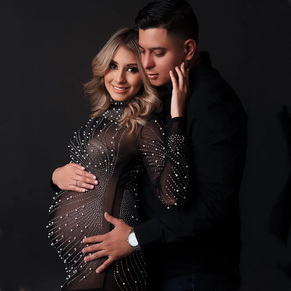 

Эластичное Сетчатое платье для беременных с искусственным жемчугом