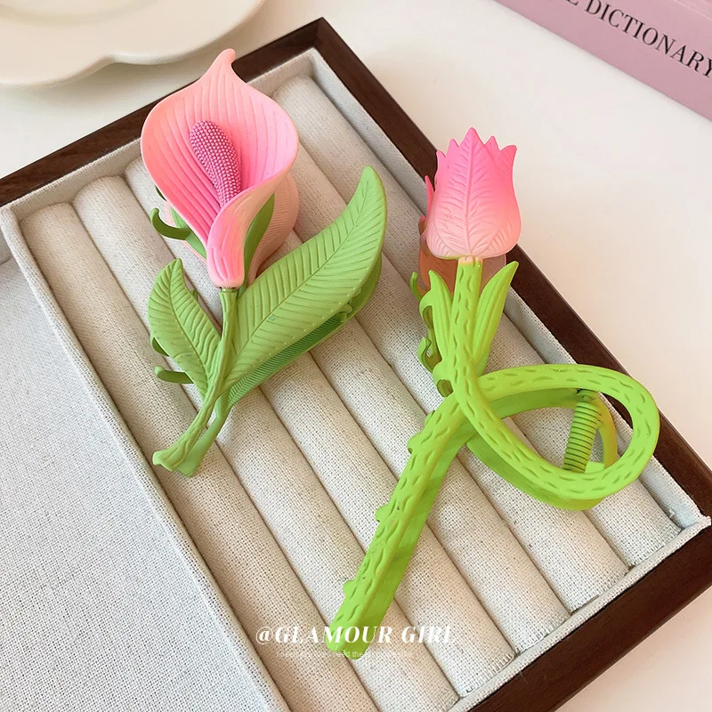 

2022 Trend Tulip Flower Hair Claws Designer Geometric Hair Clamp Grab Hair Clips for Women Girls Korean Hairpin Hair Accessories