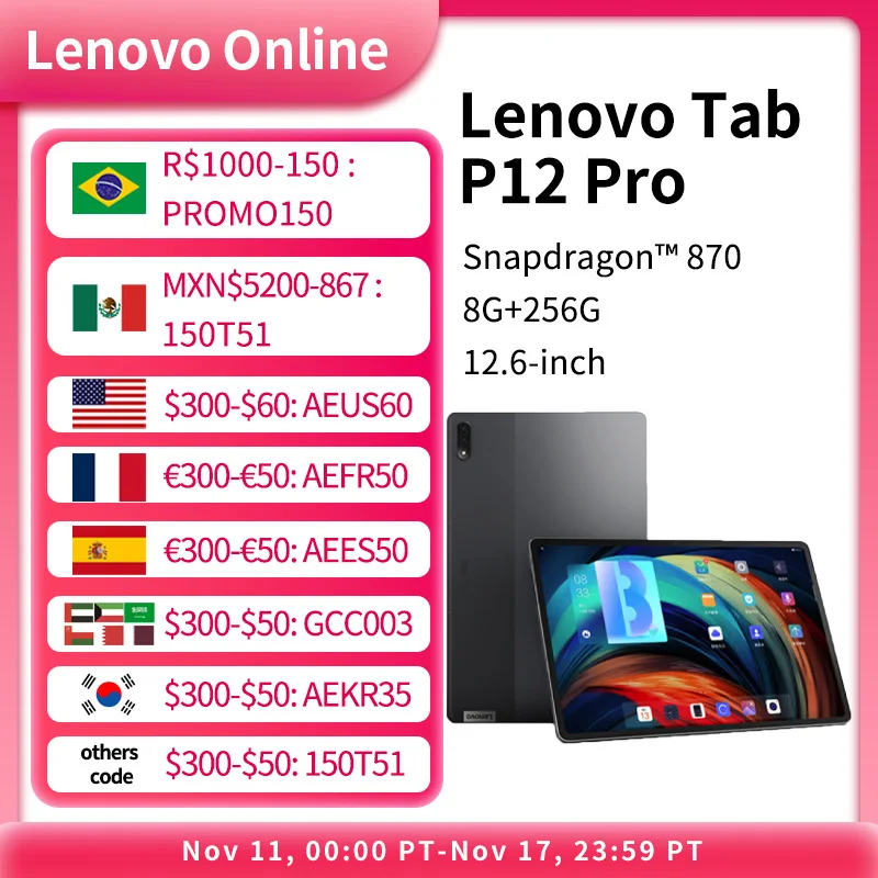 

Планшет Lenovo Tab P12 Pro Xiaoxin Pad Pro 12,6 с глобальной прошивкой, 2,5 K, AMOLED, 120 Гц, Snapdragon 870, 8 ГБ + 256 ГБ, 4 динамика JBL, 10200 мАч, 30 Вт