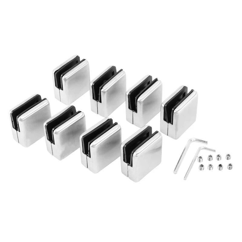 

AT35 8 PCS Glass Clamps 9-10Mm M Size Stainless Steel 304 Glass Clamps Adjustable Glass Bracket Flat Back For Balustrade