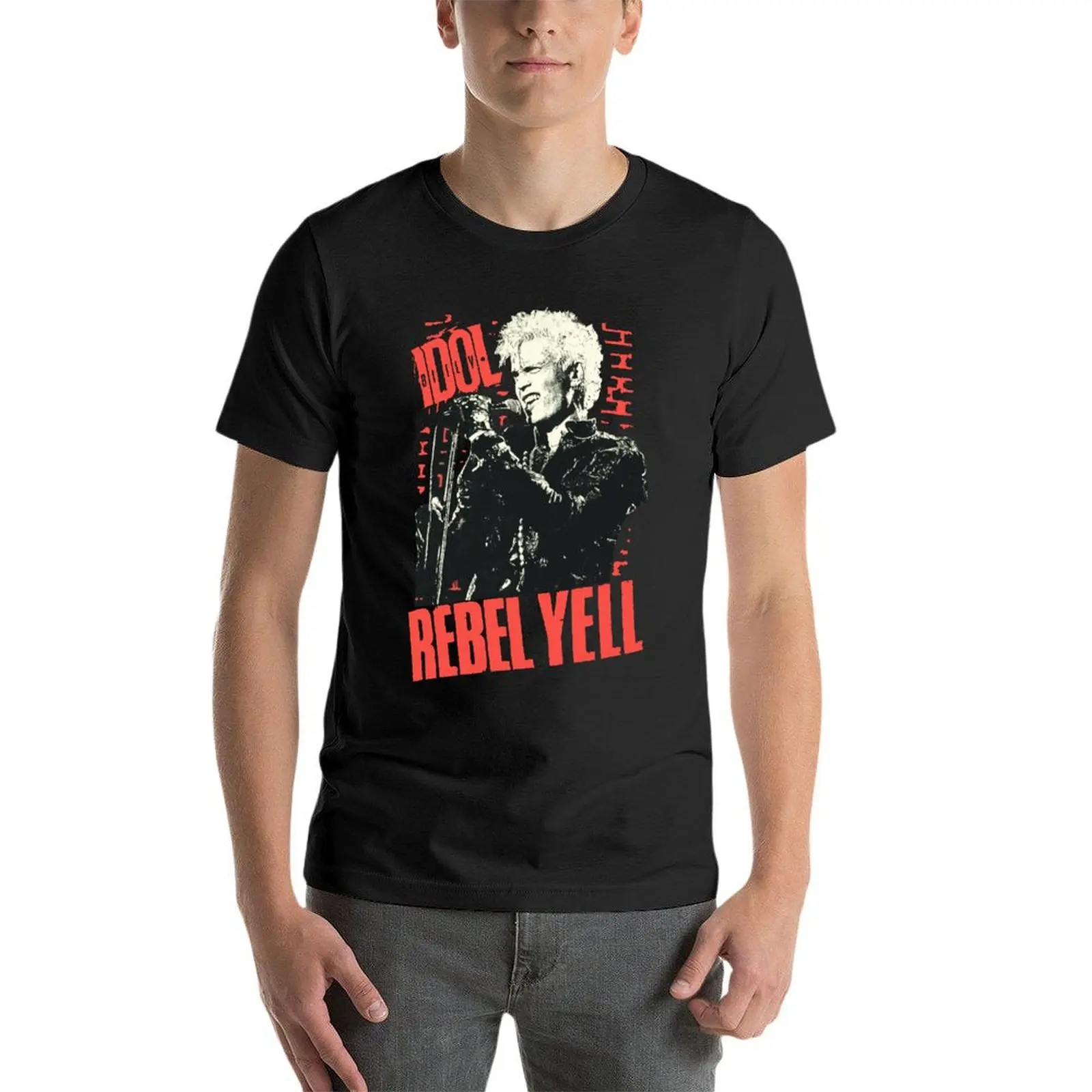 

Billy Idol Rebel Yell Tour Oversize T Shirts Branded Men Clothes 100% Cotton Streetwear Big Size Tops Tee