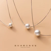 s925 silver single bead synthetic pearl necklace small clavicle chain neckalce for woman luxury