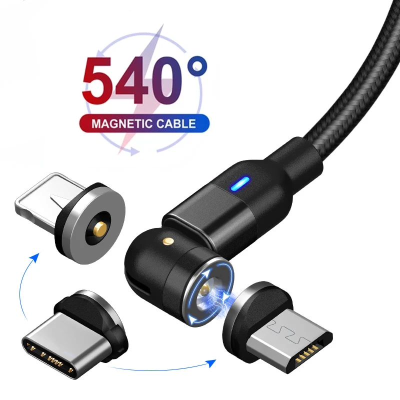 

360 Degree Rotate Magnetic Cable USB Type C Charging Cable Micro USB TYPE C Cable Forxiaomi Huawei IPhone 12 Pro Max