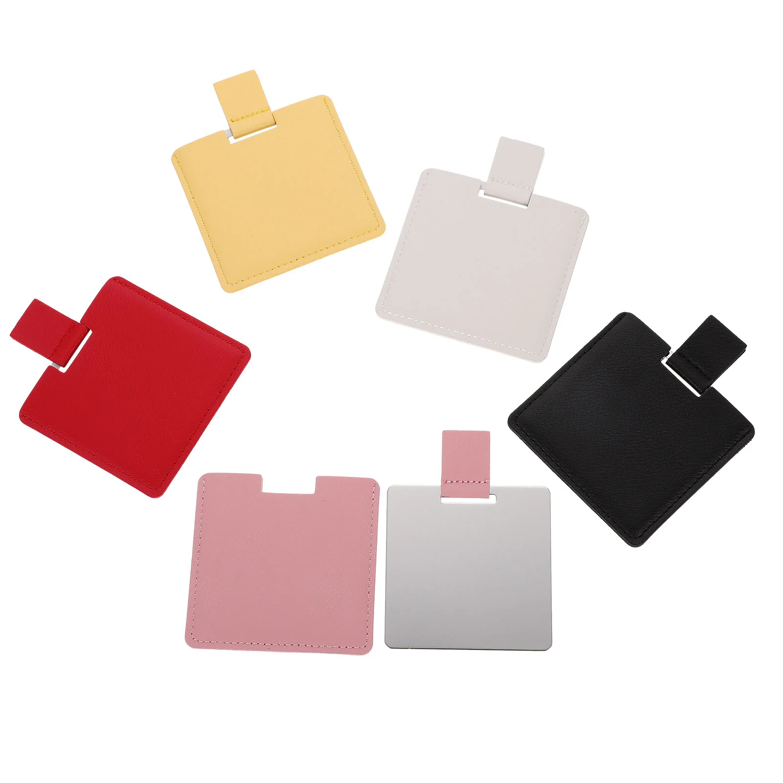 

5 Pcs Pu Mirror Metal Wallets Small Pocket Mirror Travel Carry Bag Women Vanity Mirror Make Purse Mirror