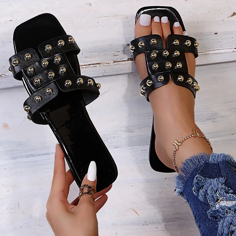 2022 TGHDOF золотые шлепанцы-гвоздики женские желтые шлепанцы с открытым носком