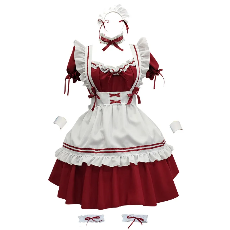 Купи Four colors Style Gothic Lolita Maid Costumes Anime Cosplay Black White Apron Maid Outfits Kawaii Students Party Princess Dress за 1,024 рублей в магазине AliExpress