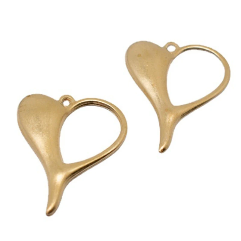 

10PCS Raw Brass Hollow Heart Charms Geometric pendant for Jewelry Making Diy Craft Earring Necklace Accessories Wholesale